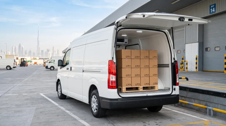 Correctly loaded chiller van for temperature-controlled deliveries in Dubai