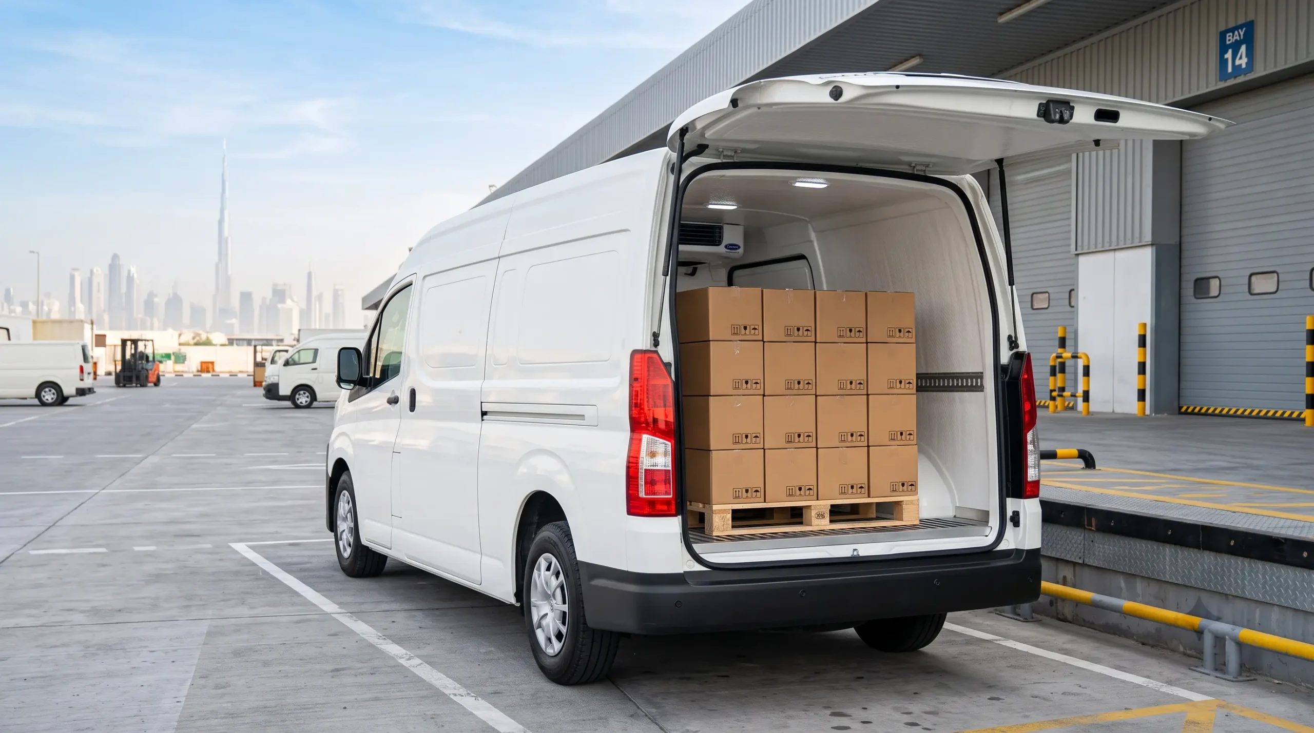 Correctly loaded chiller van for temperature-controlled deliveries in Dubai